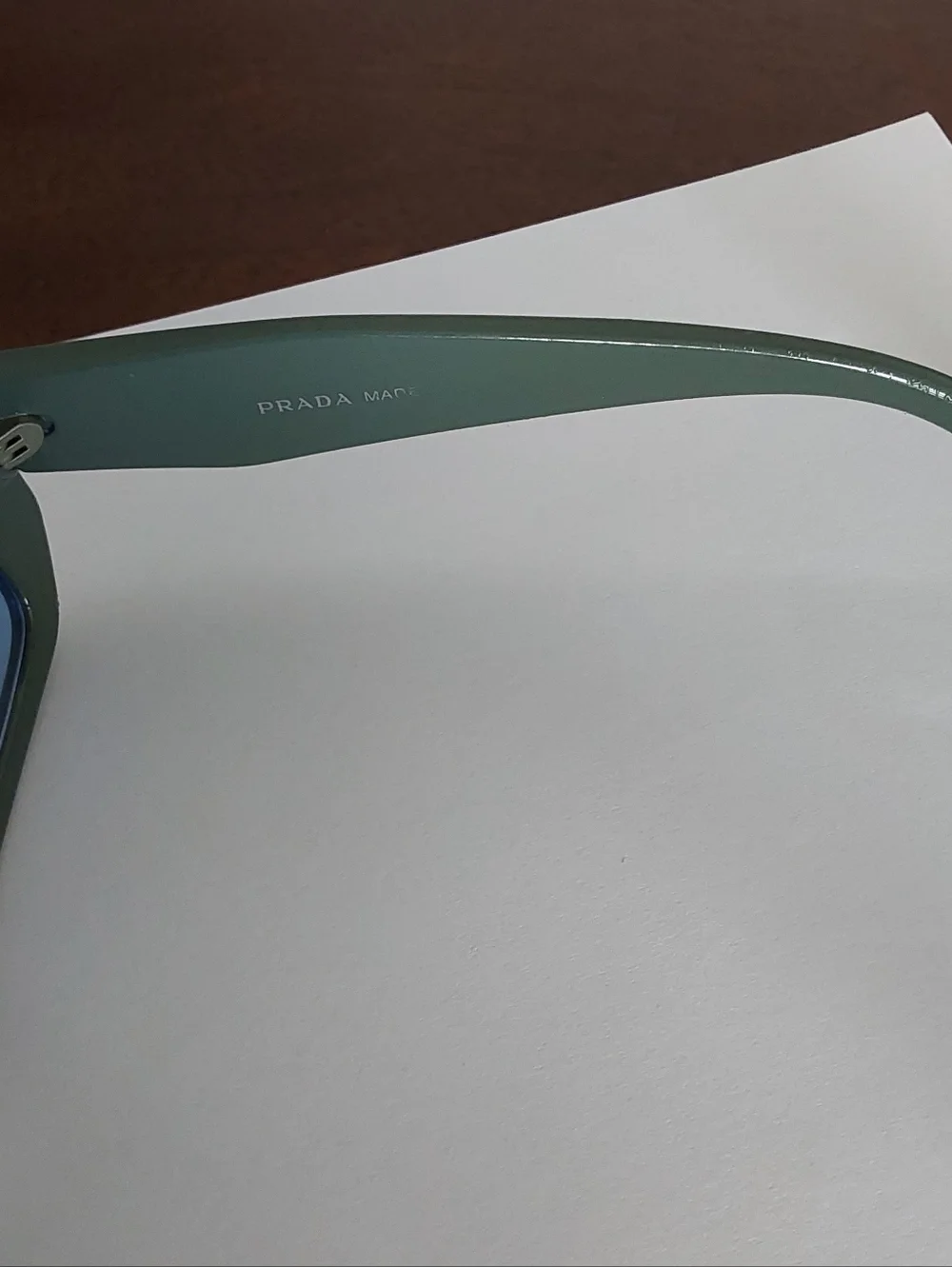 Prada SPR17‎ W Olive Green Rectangular Sunglasses with Dark Green Lenses